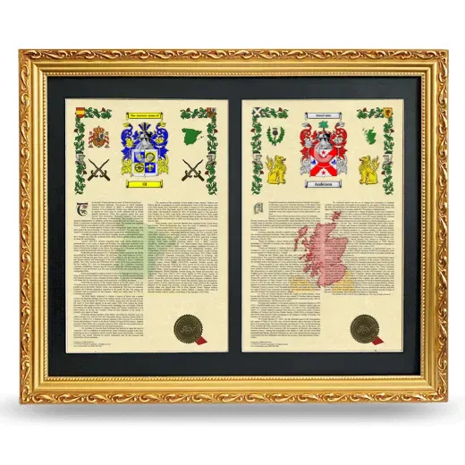 Double Armorial History Framed - Gold