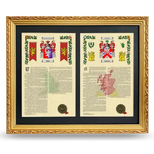 Double Armorial History Framed - Gold