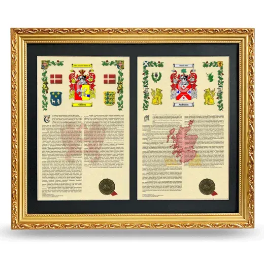 Double Armorial History Framed - Gold