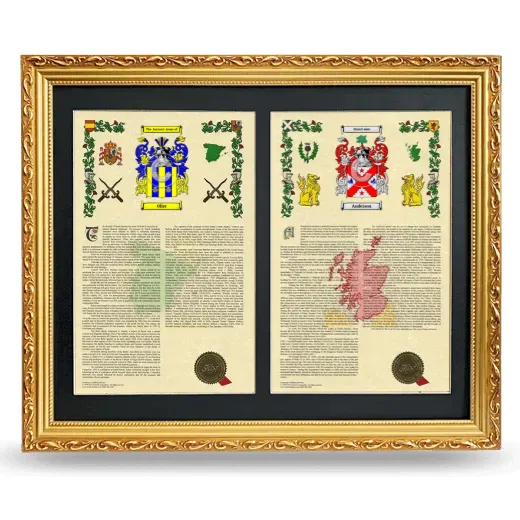 Double Armorial History Framed - Gold