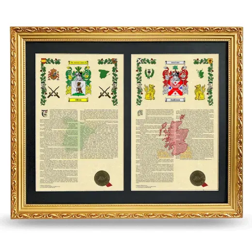 Double Armorial History Framed - Gold