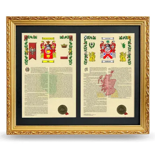 Double Armorial History Framed - Gold