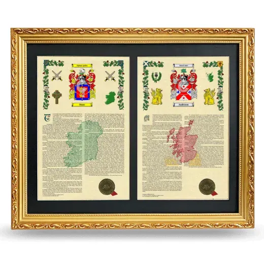 Double Armorial History Framed - Gold