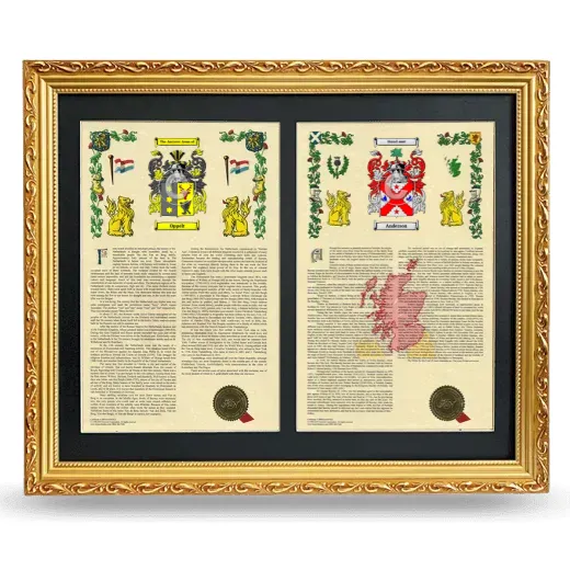 Double Armorial History Framed - Gold