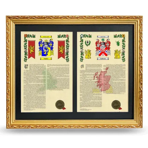 Double Armorial History Framed - Gold