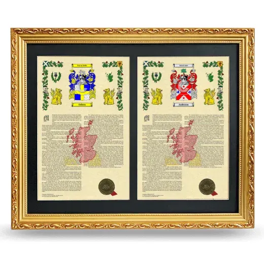 Double Armorial History Framed - Gold