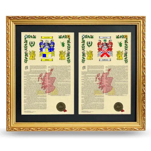 Double Armorial History Framed - Gold