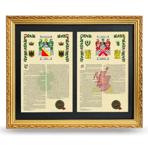Double Armorial History Framed - Gold