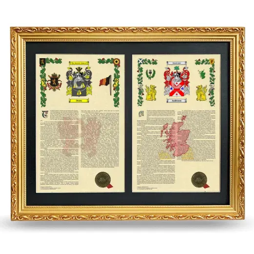 Double Armorial History Framed - Gold