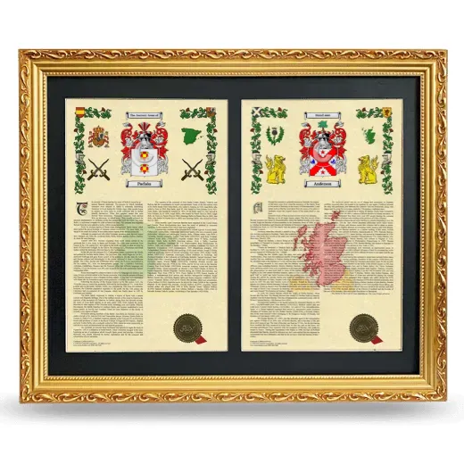 Double Armorial History Framed - Gold