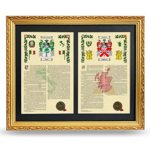 Double Armorial History Framed - Gold