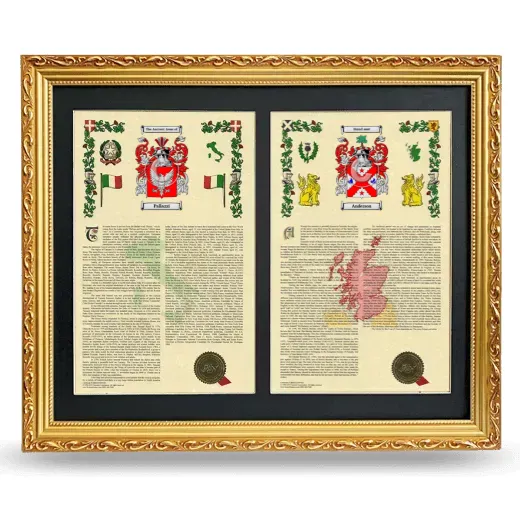 Double Armorial History Framed - Gold