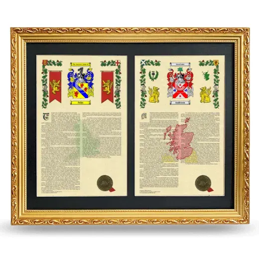 Double Armorial History Framed - Gold