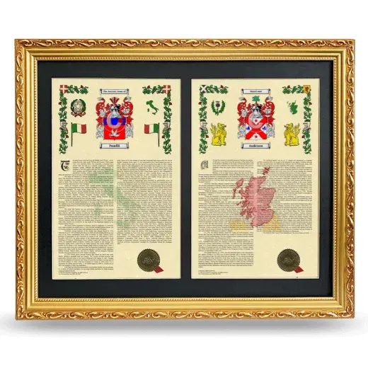 Double Armorial History Framed - Gold