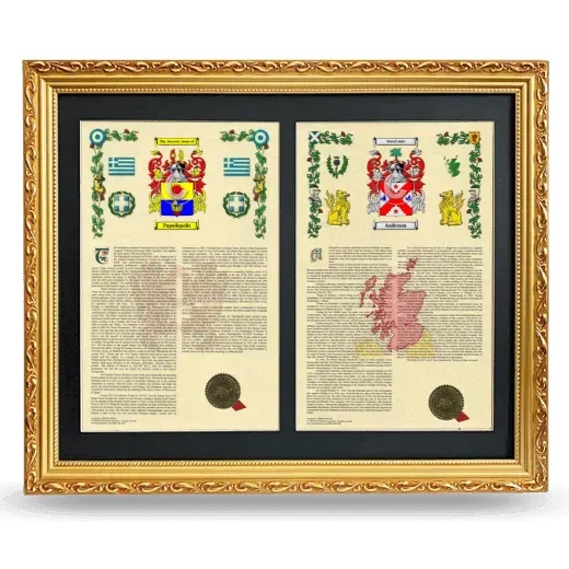 Double Armorial History Framed - Gold