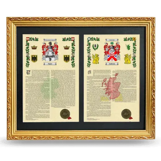 Double Armorial History Framed - Gold