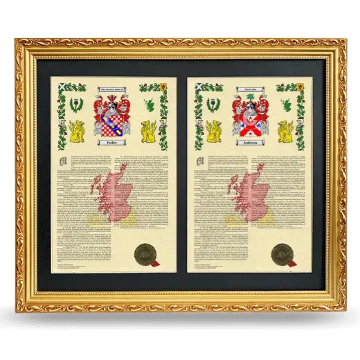 Double Armorial History Framed - Gold