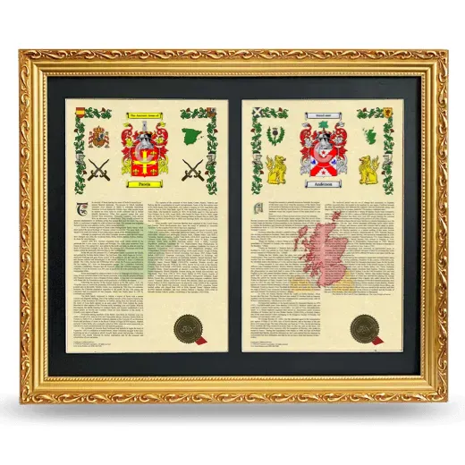 Double Armorial History Framed - Gold