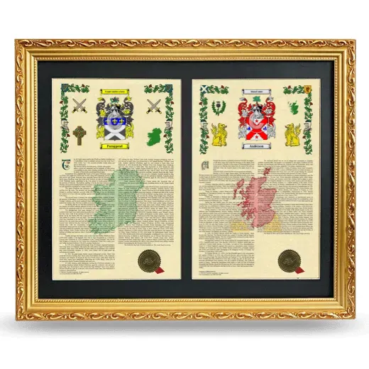 Double Armorial History Framed - Gold