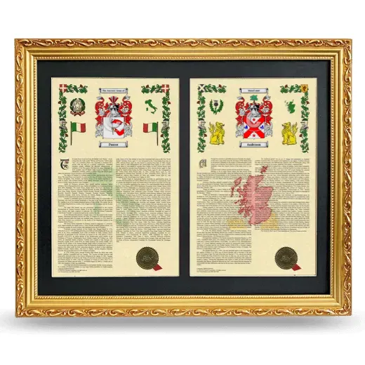 Double Armorial History Framed - Gold