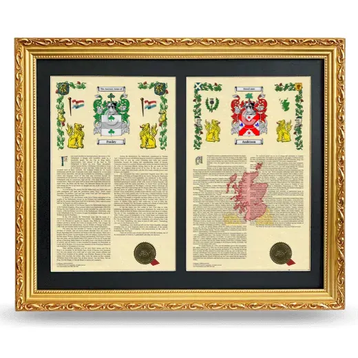 Double Armorial History Framed - Gold