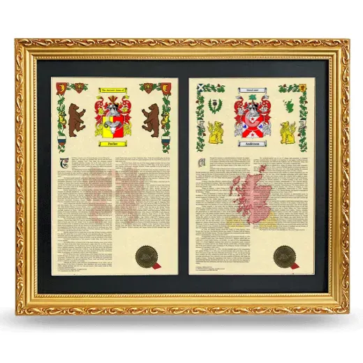 Double Armorial History Framed - Gold