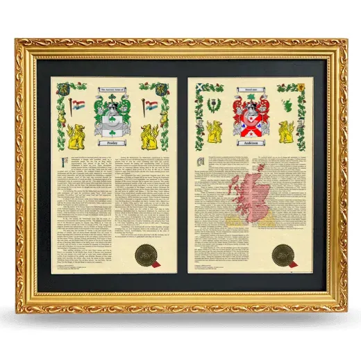 Double Armorial History Framed - Gold