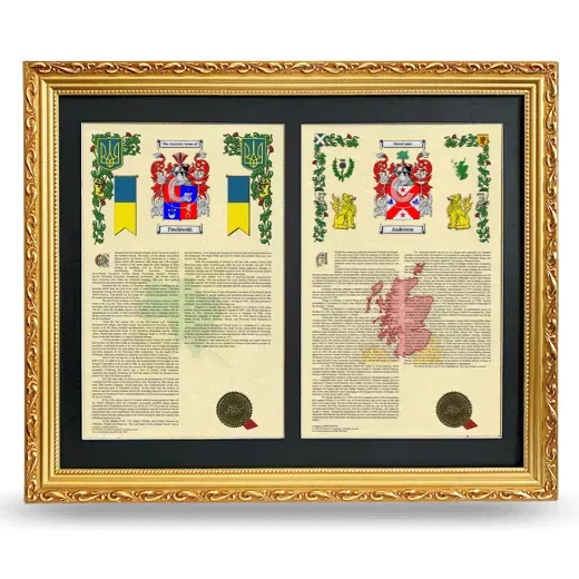Double Armorial History Framed - Gold