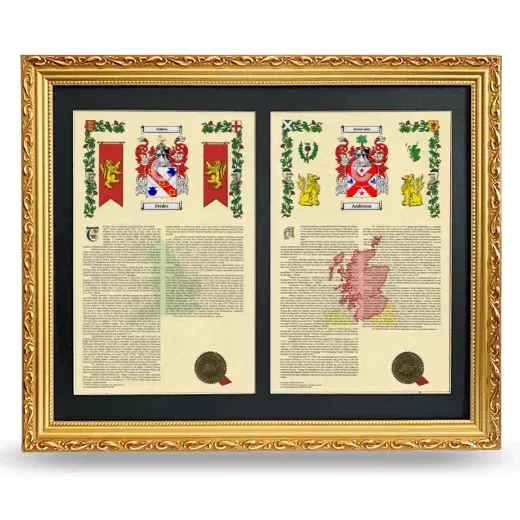 Double Armorial History Framed - Gold