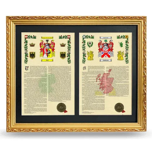 Double Armorial History Framed - Gold