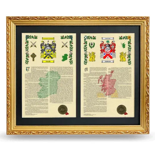 Double Armorial History Framed - Gold