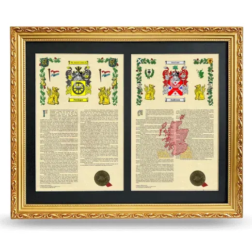 Double Armorial History Framed - Gold
