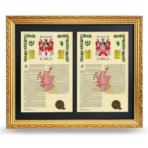 Double Armorial History Framed - Gold