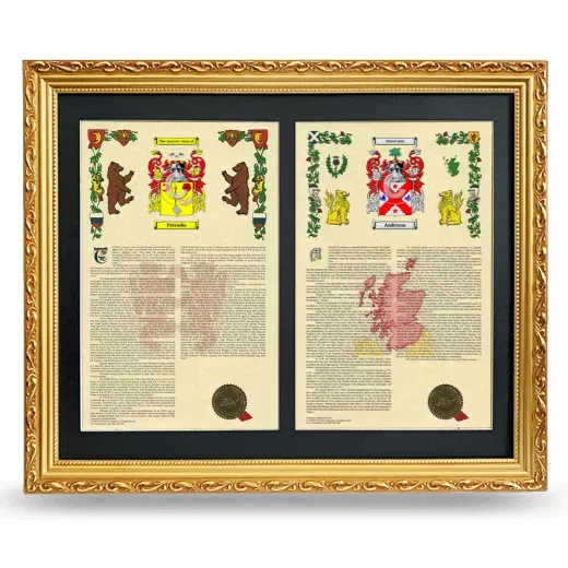 Double Armorial History Framed - Gold