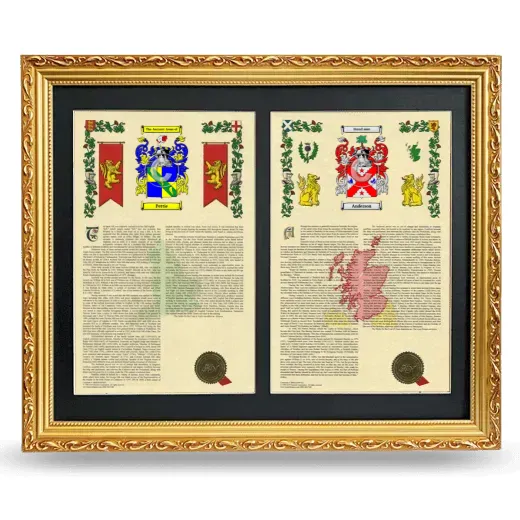 Double Armorial History Framed - Gold