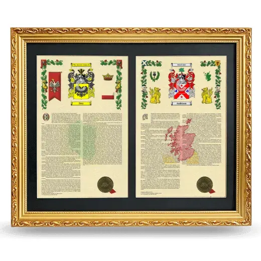 Double Armorial History Framed - Gold