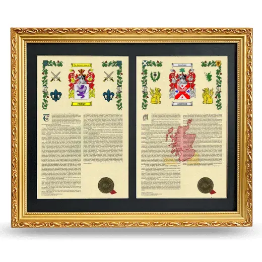 Double Armorial History Framed - Gold