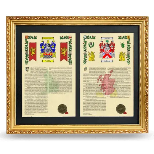 Double Armorial History Framed - Gold