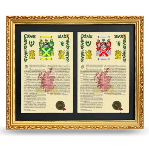 Double Armorial History Framed - Gold