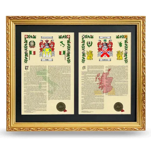 Double Armorial History Framed - Gold