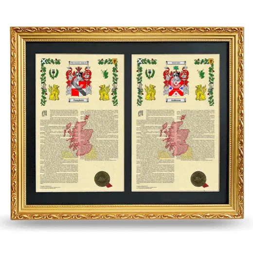 Double Armorial History Framed - Gold