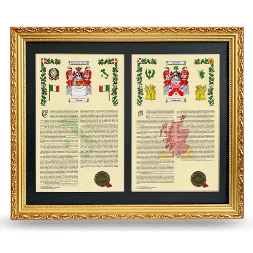 Double Armorial History Framed - Gold