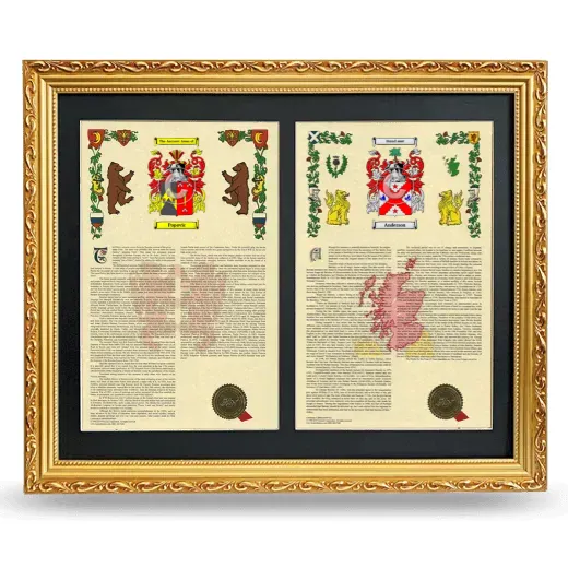 Double Armorial History Framed - Gold