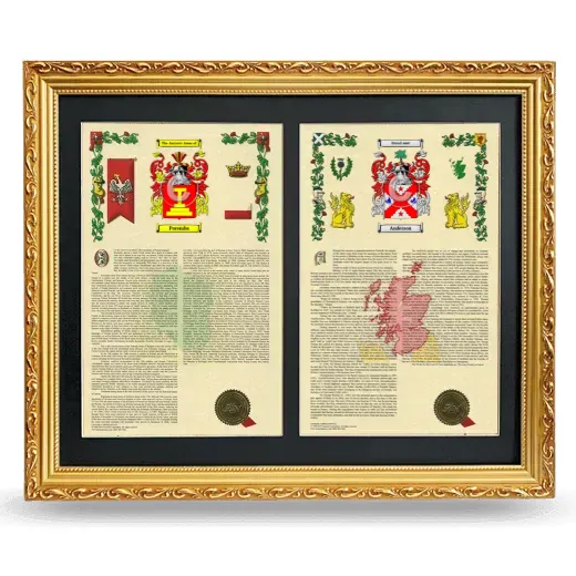 Double Armorial History Framed - Gold