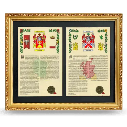 Double Armorial History Framed - Gold