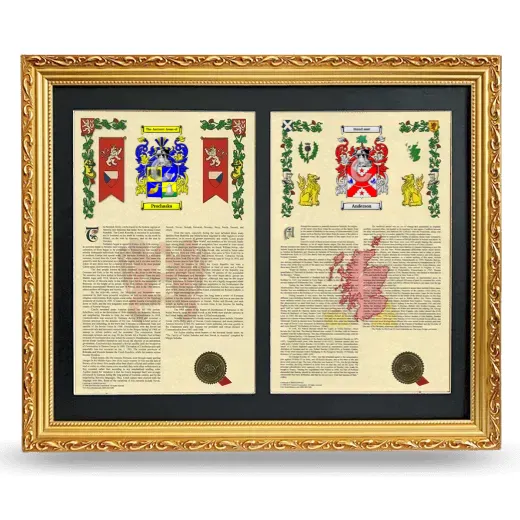 Double Armorial History Framed - Gold
