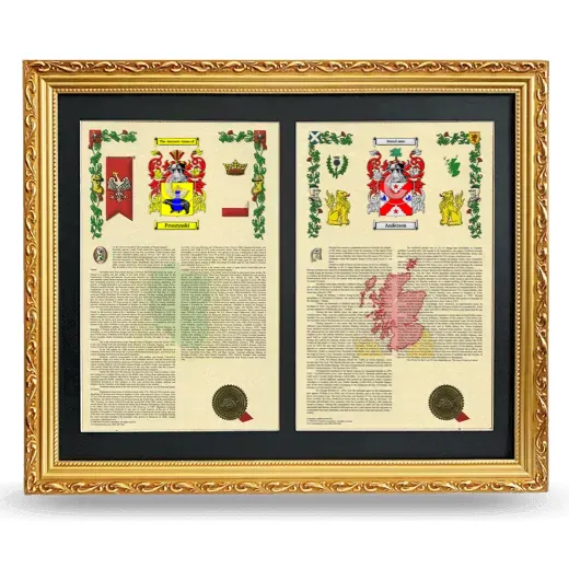 Double Armorial History Framed - Gold
