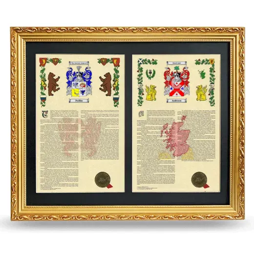 Double Armorial History Framed - Gold