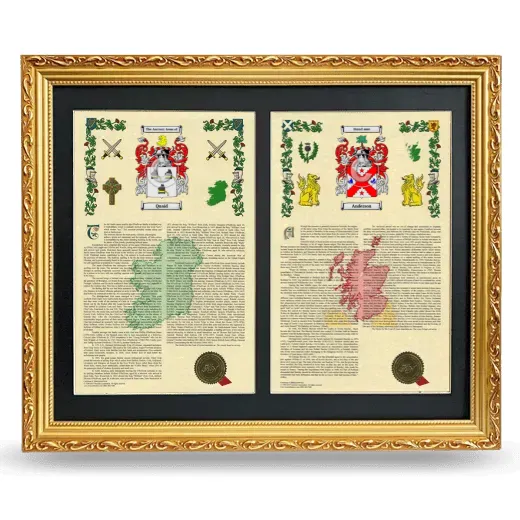Double Armorial History Framed - Gold