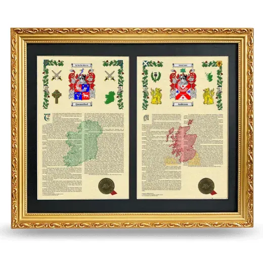 Double Armorial History Framed - Gold